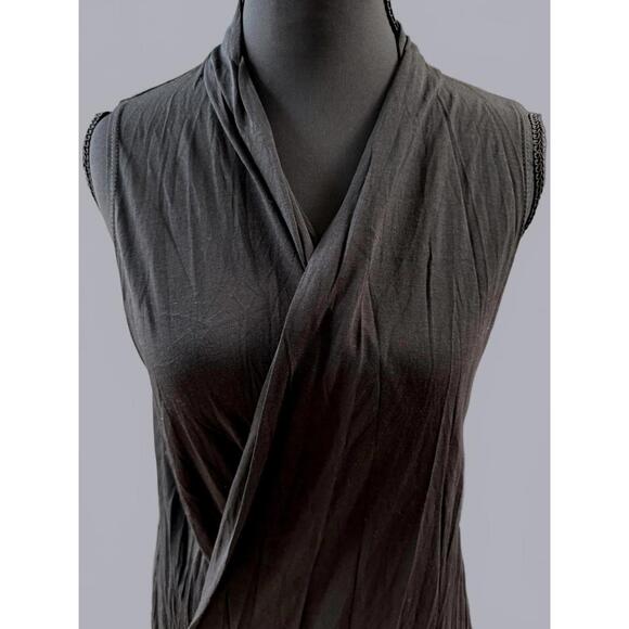 Revolve Lanston NWT Slinky Sleeveless Wrap Blouse-Size Small-Black - Picture 3 of 11